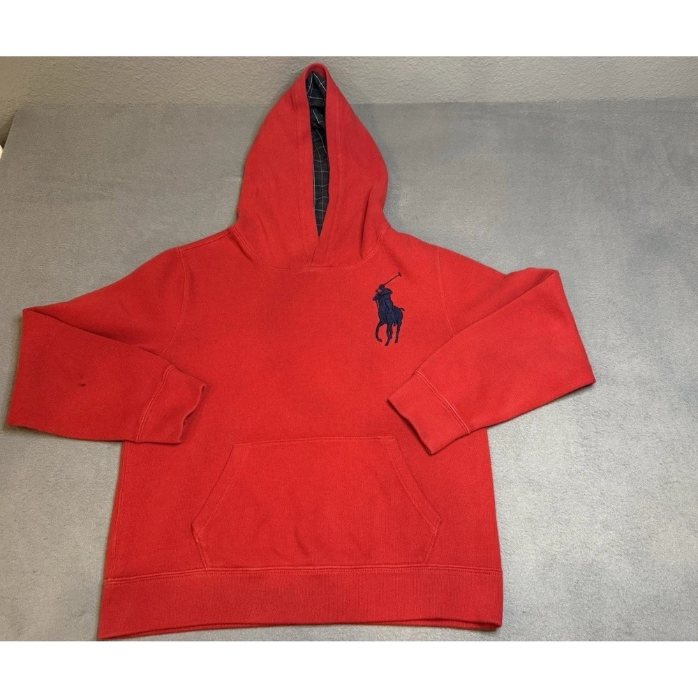 Polo Ralph Lauren Big Kids Big Pony Plaid-Lined Hoodie Red Size 14-16 Teen